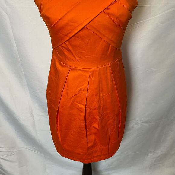 B Darlin Orange Flower One Strap Bodycon Formal Mini Dress Size 3/4 - Picture 3 of 11